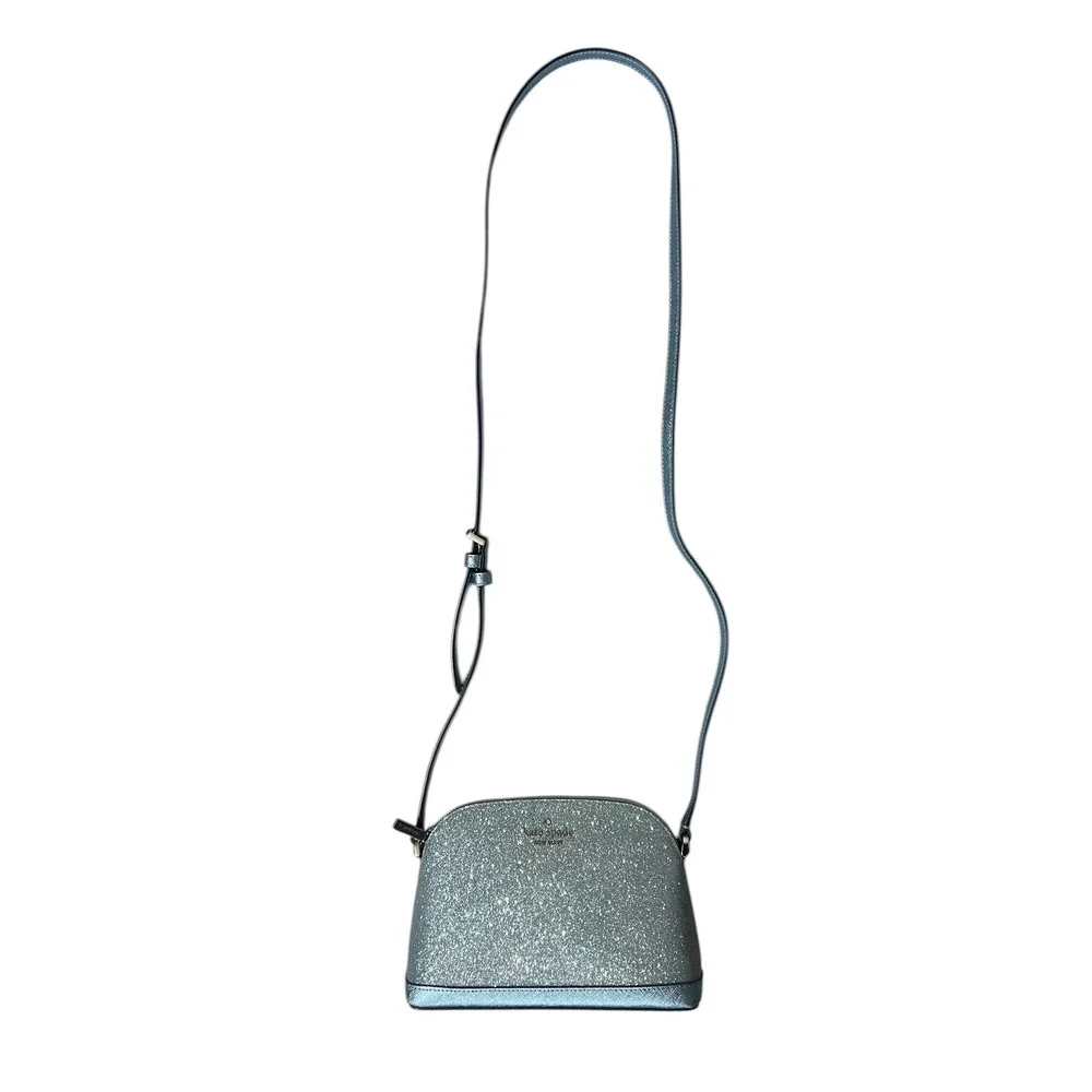 Kate Spade‎ Crossbody Bag Women Small Blue Excellent Glitter Dome Saffiano Strap